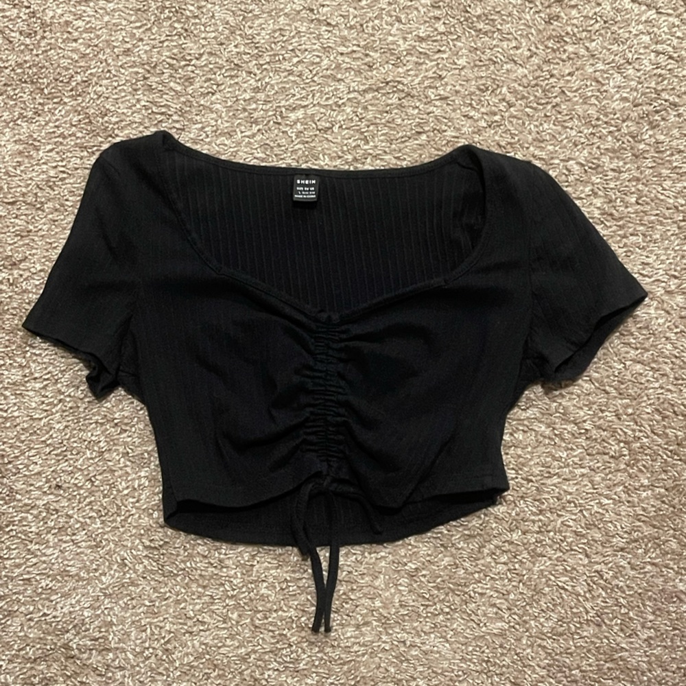 Black crop top with tie in front